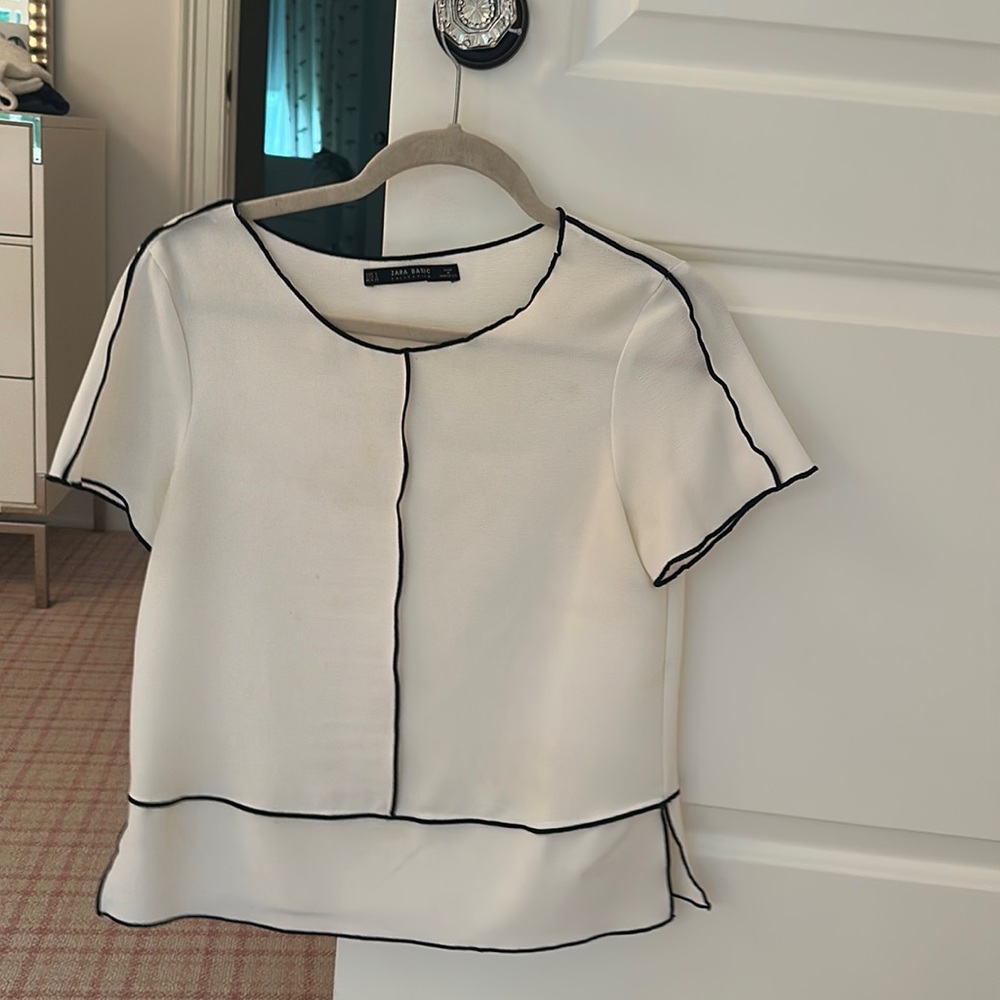Zara Black & White Top
